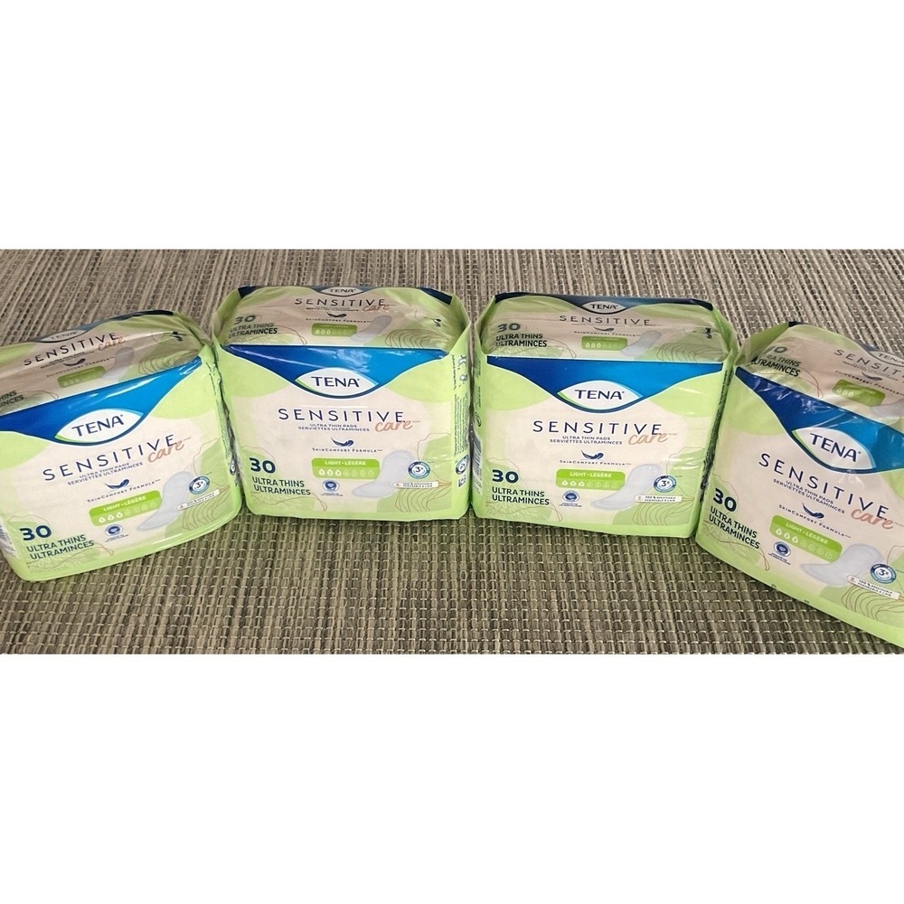 4 Pk Tena Intimates Ultra Thin Light Incontinence Pad Regular, 30 Count 120 Pads
